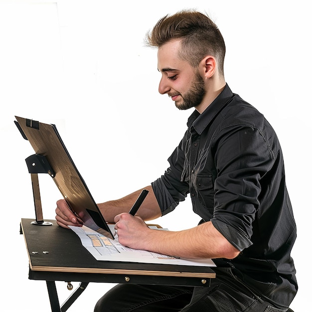 Photo a male civil engineer on a white background