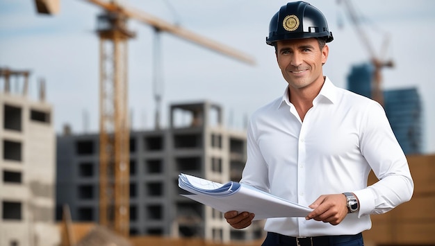 Photo a male civil engineer with a confident expression