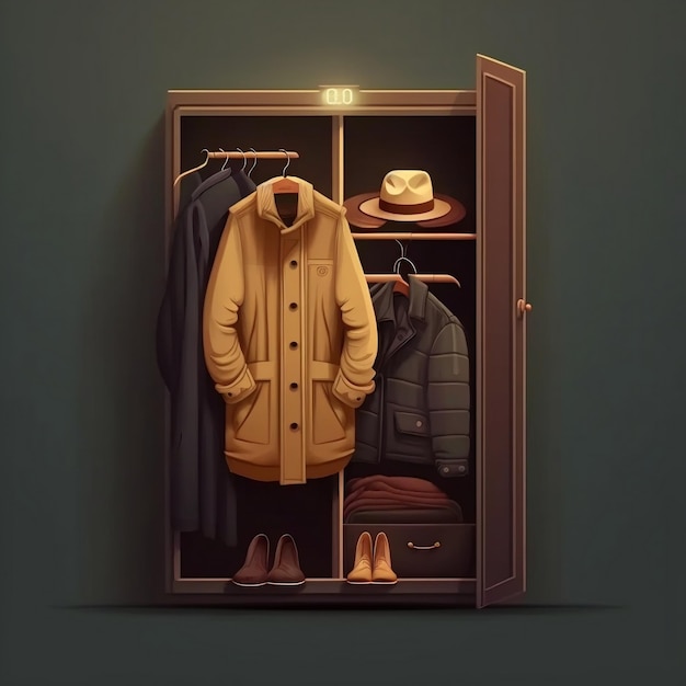 Male clothing wardrobe for the dressing room Generative AI