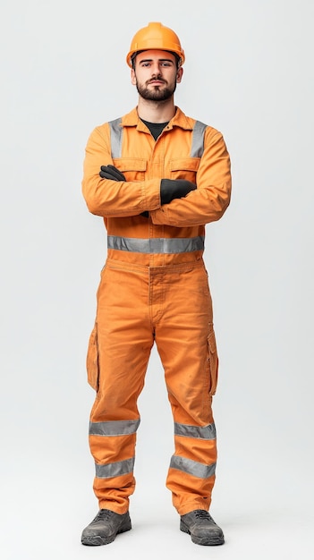 Photo male construction worker standing with arms crossed