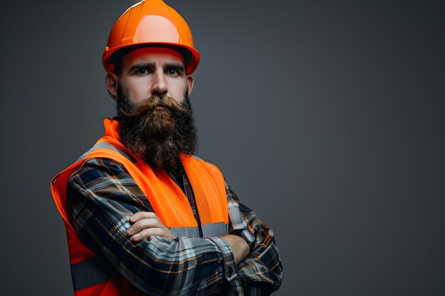 Photo male construction worker with beard wearing high vis 1720970200 1