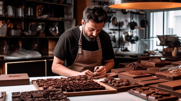 male ctioner working at chocolate shop