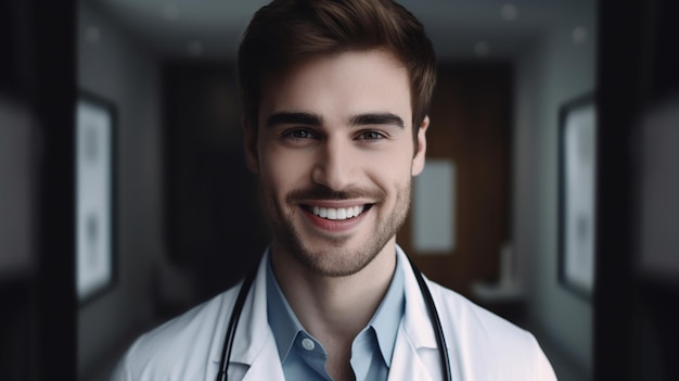 A male doctor or healthcare on minimalistic background Generative AI