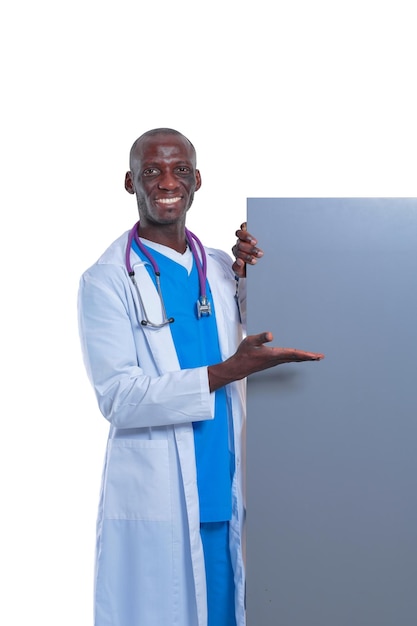 Male doctor holding empty placard Doctor Billboard