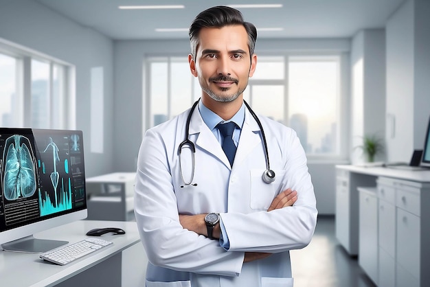 Male Doctor or Physician in the Hospital or Office Concept Of Medical Technology and Healthcare Business