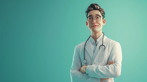 The Male Doctor Stood with a Stethoscope Whole Body Display