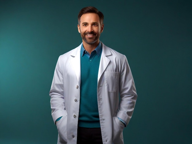 A male doctor in white lab coat