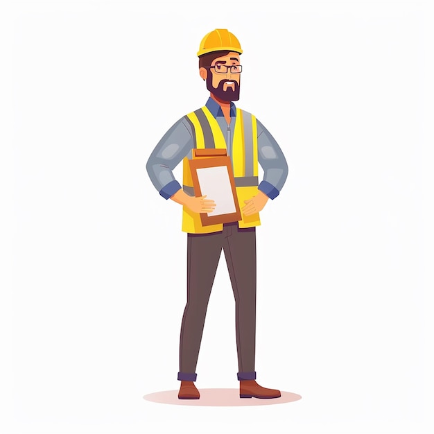 Photo male engineer construction worker cartoon flat design