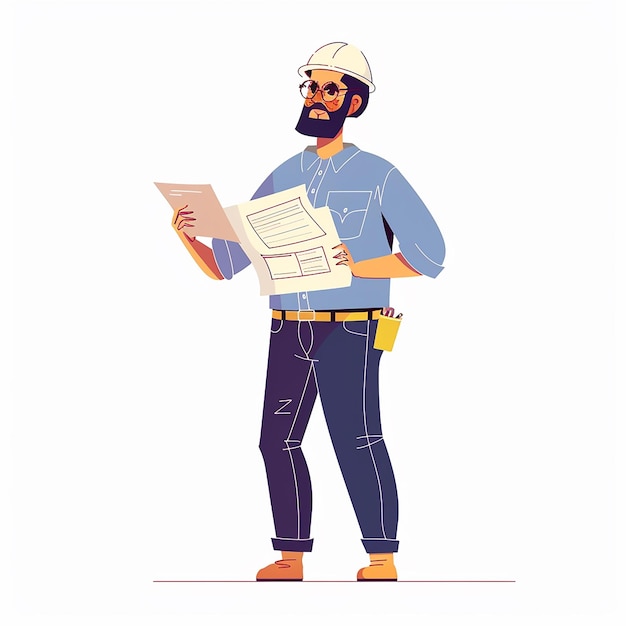 Photo male engineer construction worker cartoon flat design