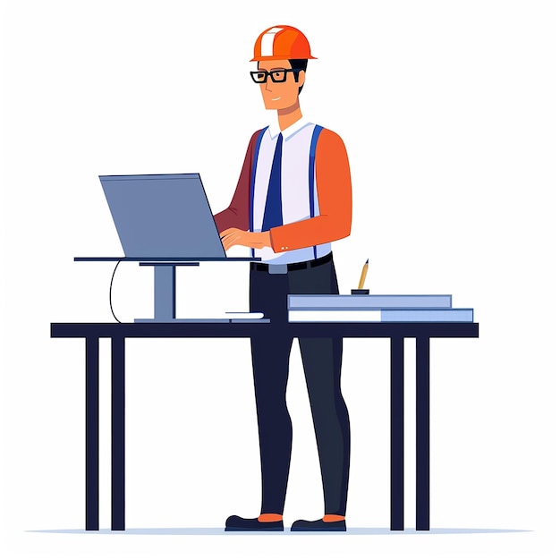 Photo male engineer construction worker cartoon flat design