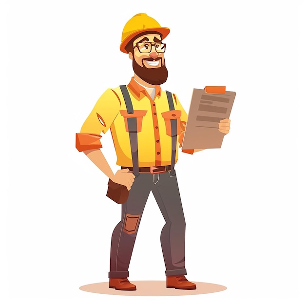 Photo male engineer construction worker cartoon flat design