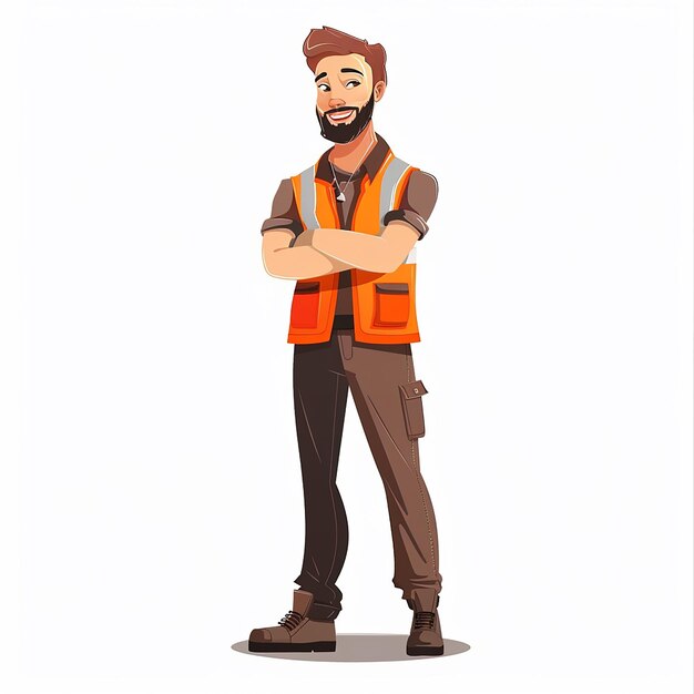 Photo male engineer construction worker cartoon flat design