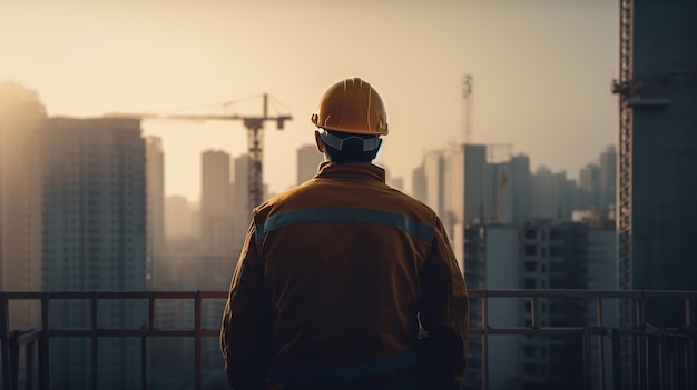 Male engineer wearing a hardhat Generative Ai