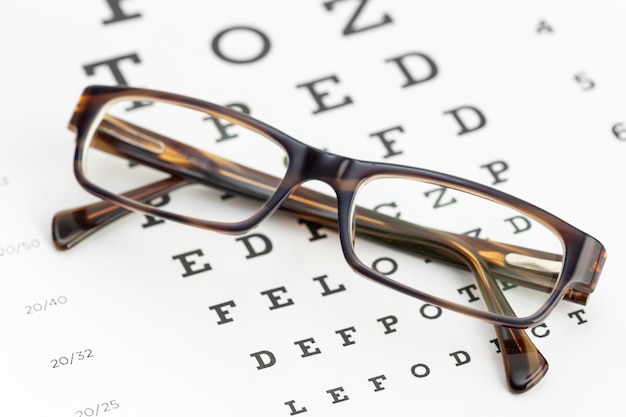 Male Eyeglasses on vision test chart Ophthalmology Eyesight optician concept