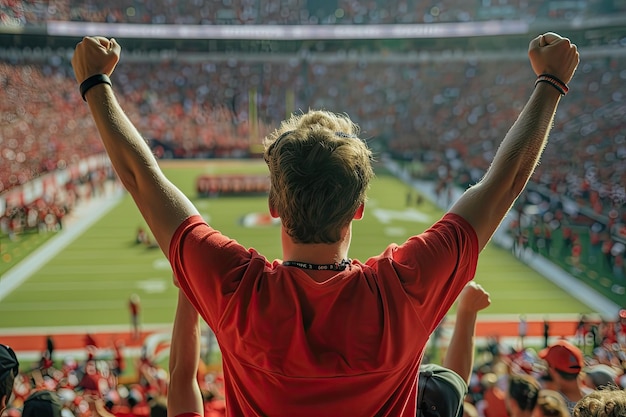 Male Fan Cheering Excitedly at a College Football Game