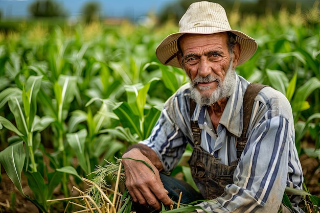 Male farmer working in the field random scenes