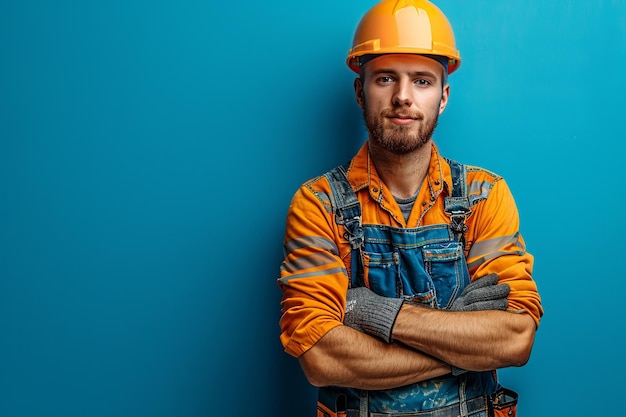 Male female engineers with helmet labor day concept Generative Ai