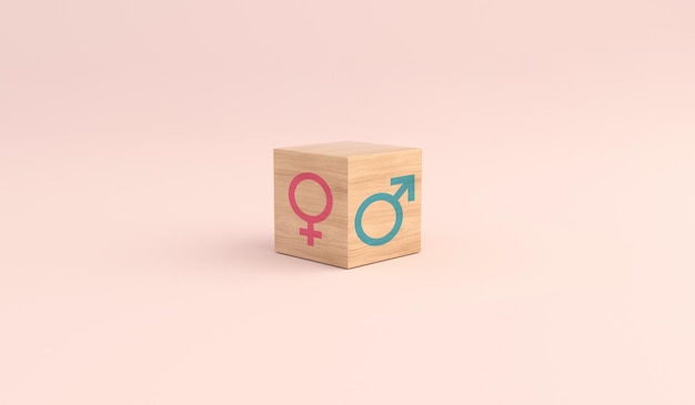 Male and female gender icons against pink background Gender equality concept