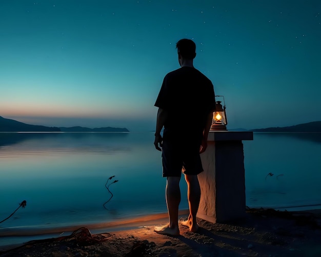 Male Figure and Sea View