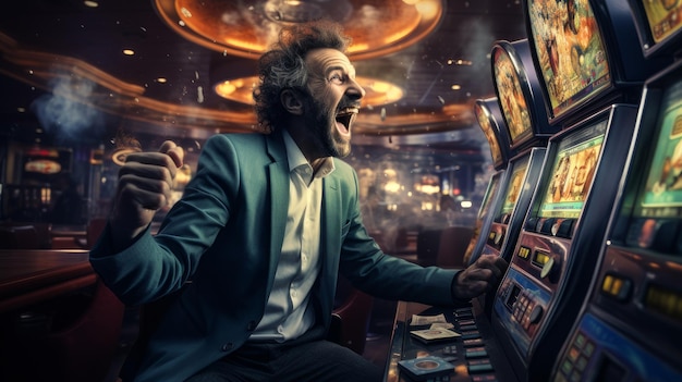 male gambler won in the casino