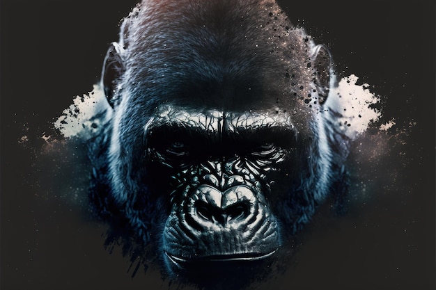 Male gorilla with powerful shoulder and strength with calmly look