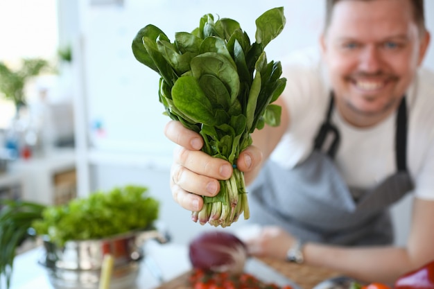 Male Hand Holding Green Washed Sorrel Herb Bunch