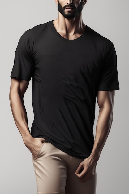 Male man black tshirt apparel mockup