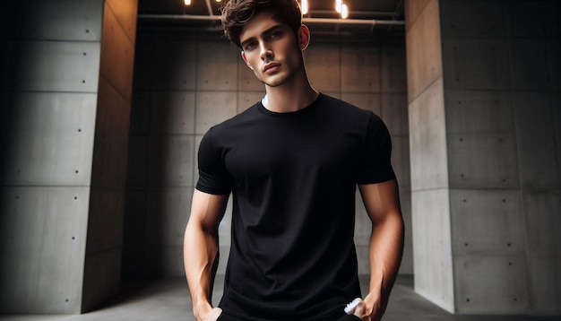 Photo male model black tshirt hd image male model photoshoot male model stock photo