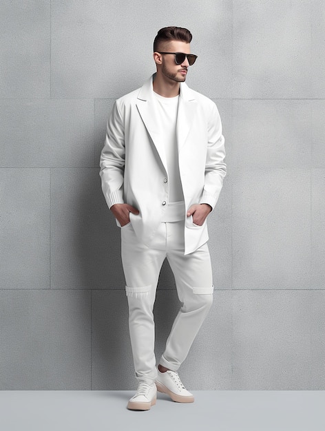 Photo male model in white suit