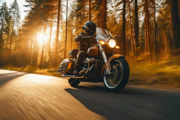 Male motorcyclist on highway