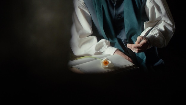 A male perfumer writer with a pen in his hands premium photo