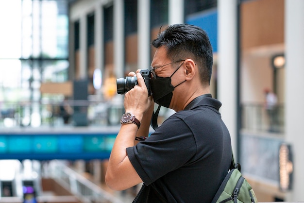 Male photographer at work