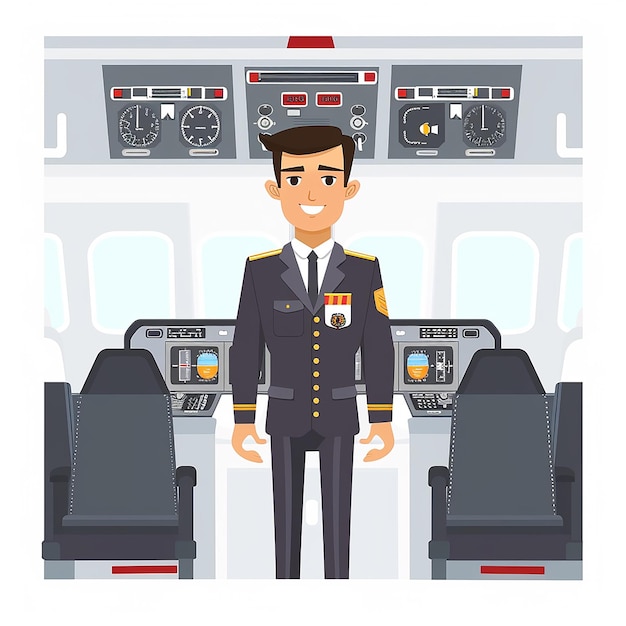 Photo male pilot cartoon flat design isolated on white