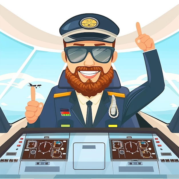 Photo male pilot cartoon flat design isolated on white