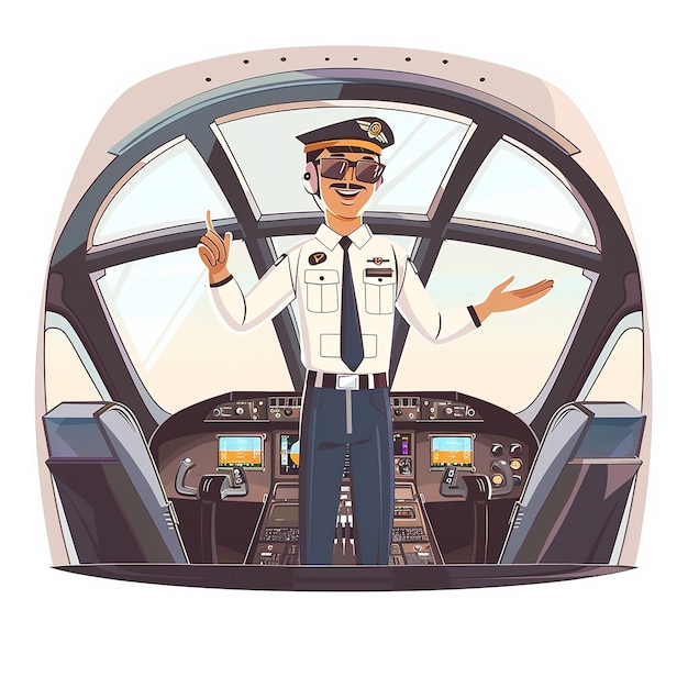 male pilot cartoon flat design isolated on white