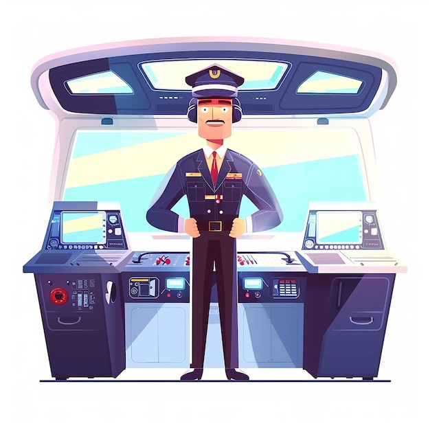 Photo male pilot cartoon flat design isolated on white