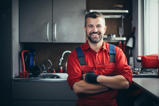 Photo male repairman smiling