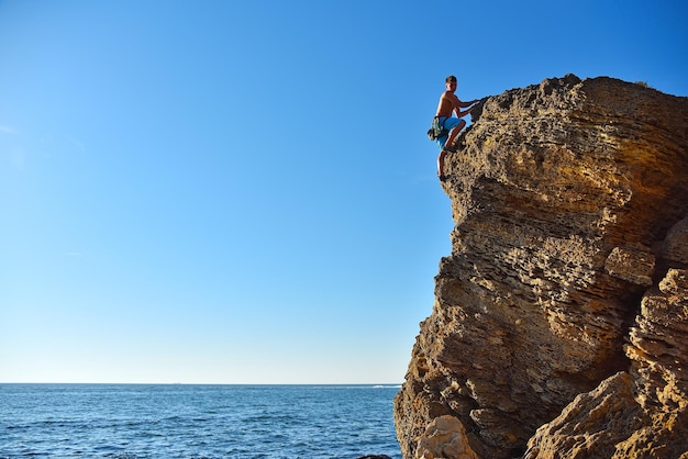 Male rock climber