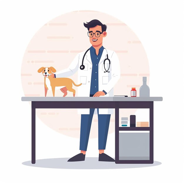 Photo male veterinarian cartoon flat design isolated