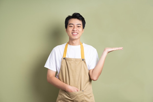 Male waiter image on background