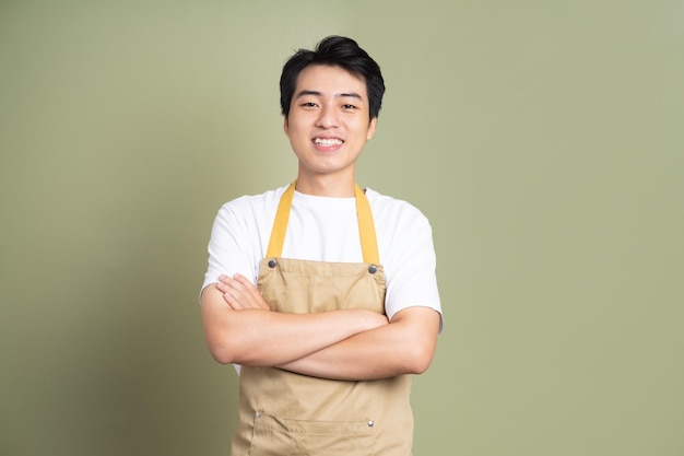 Male waiter image on background