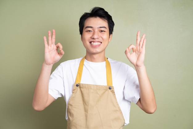 Male waiter image on background