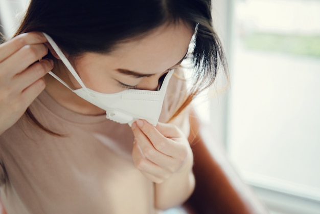 Male wearing protection face mask against coronavirus. Healthcare concept.