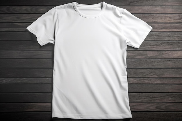 Male white tshirt on dark wooden background Generative AI