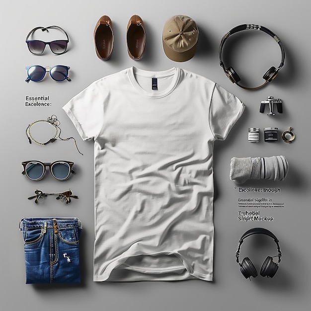 Photo male white tshirt plain white tshirt mockup