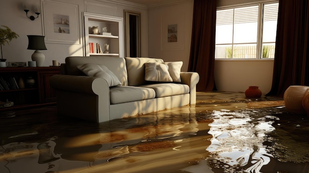 malfunction water damage living room