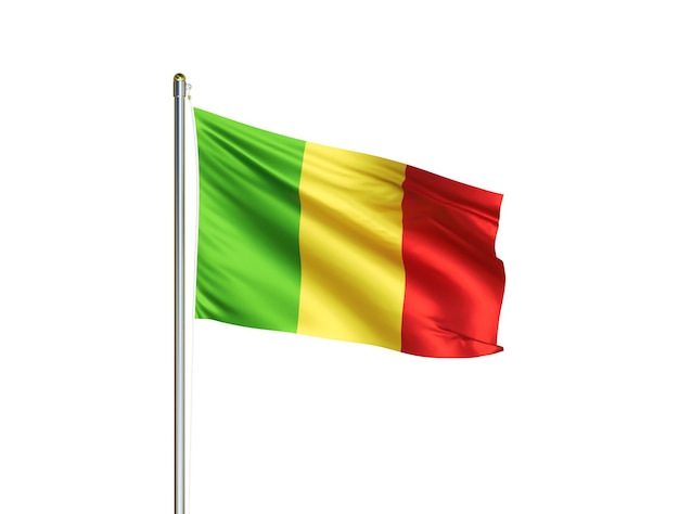 Mali national flag waving in isolated white background Mali flag 3D illustration