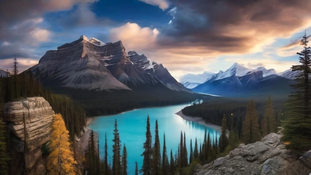 Maligne Lake beautiful Island Jasper National Park Alberta Canada