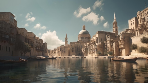 Malta city artwork ancient cultures architecture religion and famous places spatial concept art