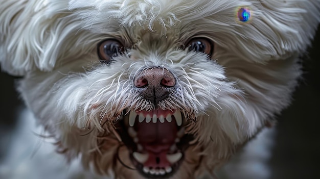 Photo maltese dog looking extremely derpy and funny